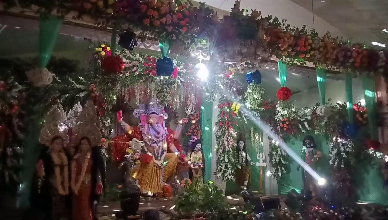 Ganesh puja at Khajauli Bazar