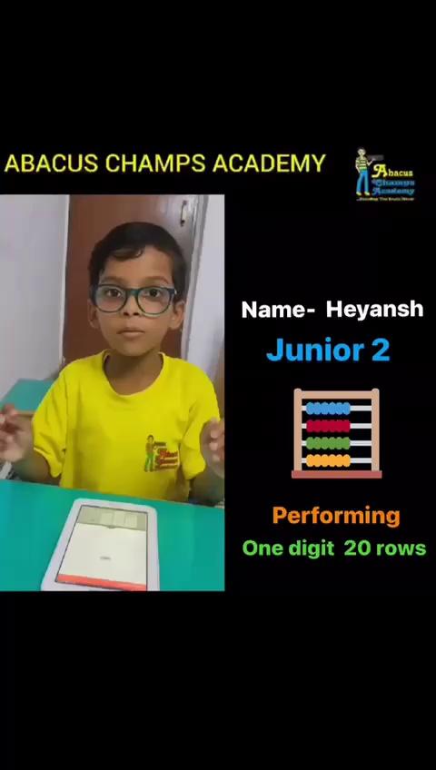 Sharing the video of my student
NAME: Heyansh
PERFORMING : 𝔸𝕕𝕕𝕚𝕥𝕚𝕠𝕟 & 𝕊𝕦𝕓𝕥𝕣𝕒𝕔𝕥𝕚𝕠𝕟 of Single Digit
𝐑𝐨𝐰𝐬
𝑼𝒔𝒊𝒏𝒈 𝑽𝒊𝒔𝒖𝒂𝒍𝒊𝒛𝒂𝒕𝒊𝒐𝒏
𝑻𝒆𝒄𝒉𝒏𝒊𝒒𝒖𝒆
.
𝗔𝗕𝗔𝗖𝗨𝗦 𝗖𝗛𝗔𝗠𝗣𝗦 𝗔𝗖𝗔𝗗𝗘𝗠𝗬-
9958948992
245-Asha pushp Vihar. Kaushambi.
www.abacuschampsacademy.comAbacusClassesNearMe #Abacus #AbacusNearMe #education #mind #cube #writingimprovement #kaushambi #radissonkaushambhi #vaishali #noida
#abacuskids #abacuscourse #abacus #abacustraining #kaushambi #radissonblu #radissonkaushambhi# writing improvement