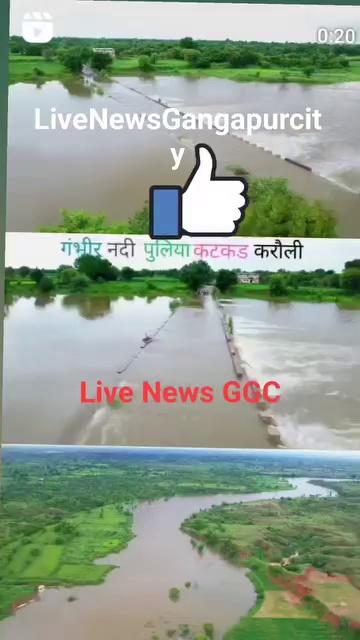 गम्भीर नदी का कटकड करोली जिला मैडी गंगापुर सिटी जिला मध्य पांचणा बांध का पानी गम्भीर नदी में छोडने पर दृश्य