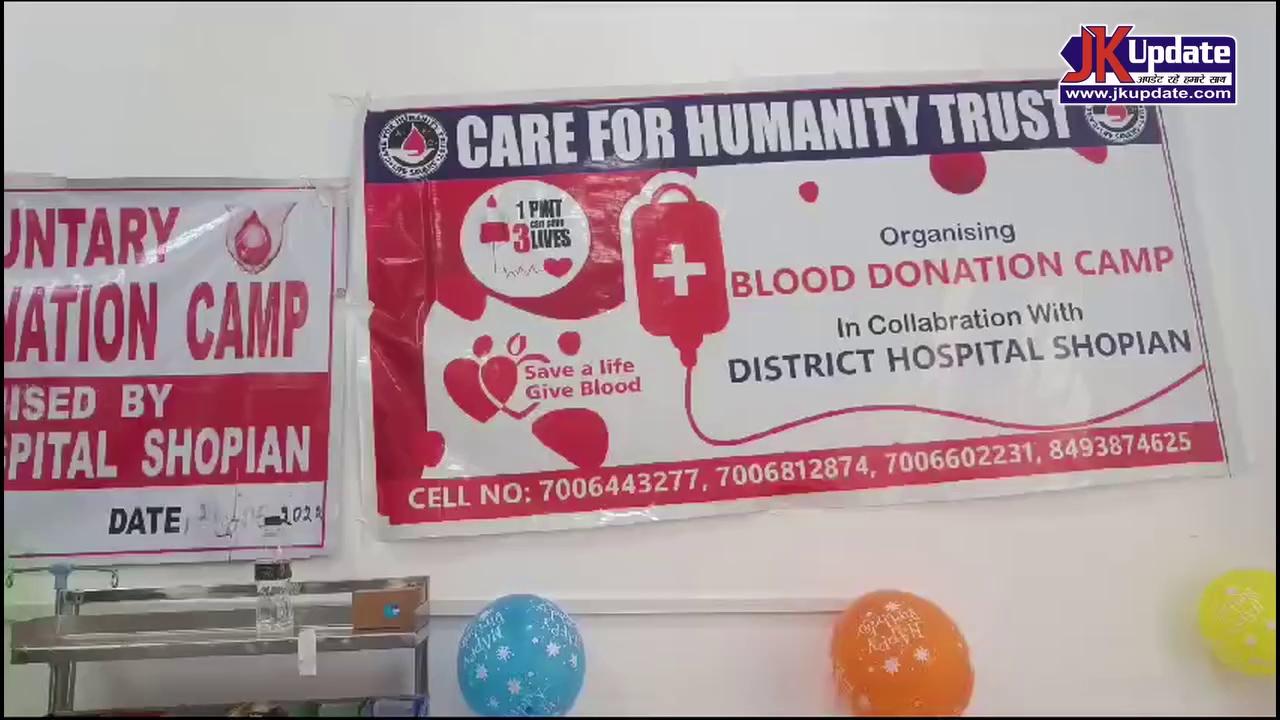 Care for Humanity Trust organised a blood donation camp for cancer patients in Shopian