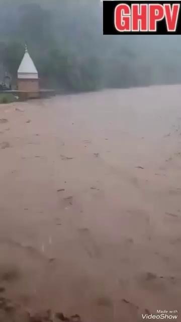 Hanuman temple in Sirmaur was swept away as the Markanda River swelled due to heavy rains in Himachal Pradesh.