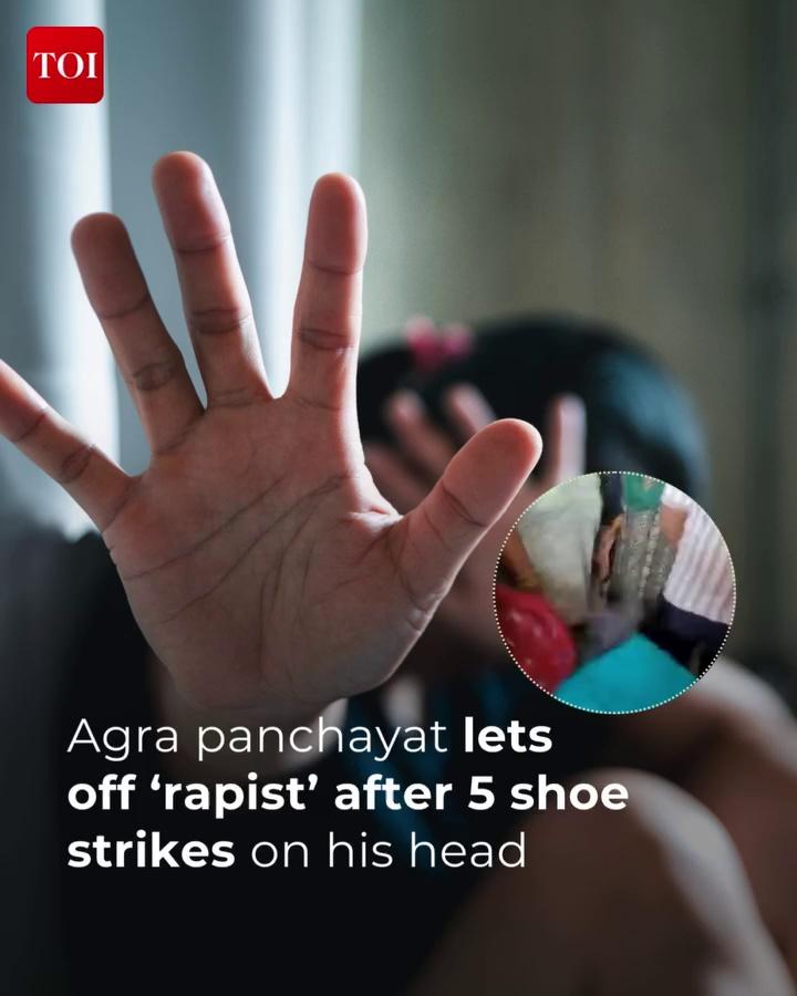 A panchayat in Shahganj area of #Agra district let off an alleged a 20-year-old rape accused after ordering that he be hit five times with shoes on the head by the survivor in presence of community members.