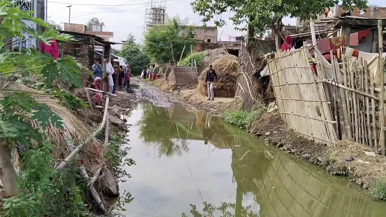 बाबूबरही प्रखंड का छौरही गांव के सड़क का दृश्य देखा कर