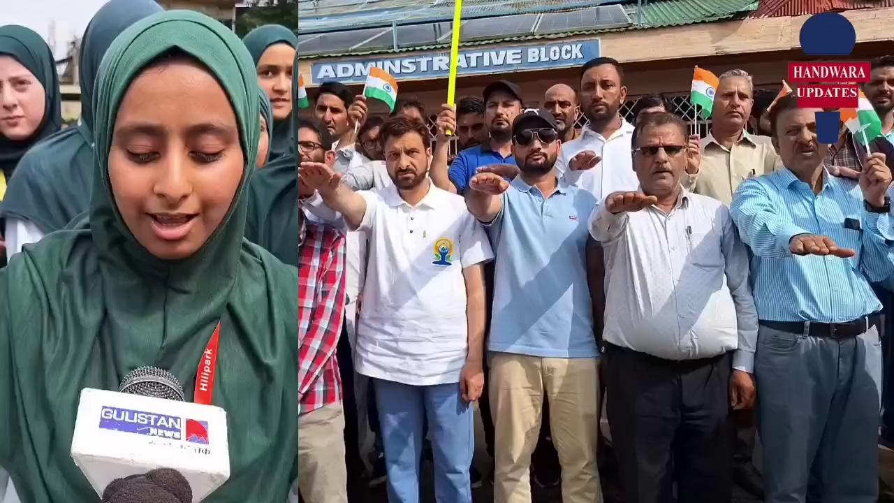 Mega Tiranga Rally held at Handwara, thousands students participated.