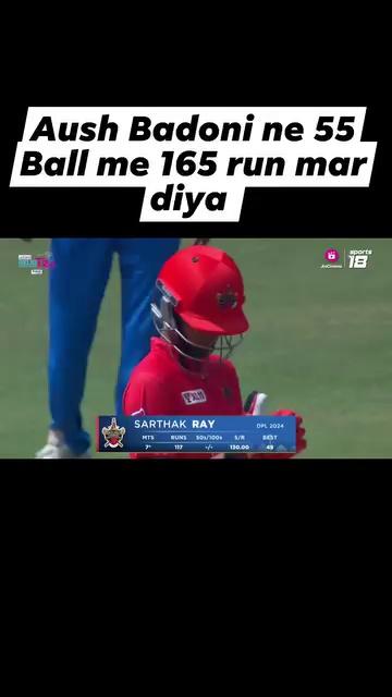 IPL ke itihas ka sabse High Scor
Aush Badoni ne 55 Ball me 165 run mar diya