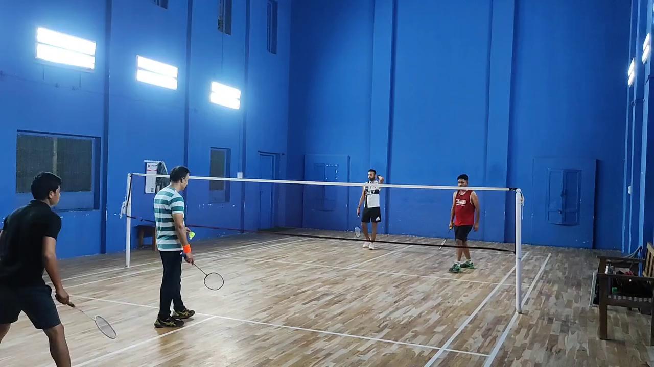 Badminton double match kinshuk, Ram vs Atul, Apoorva bhaisahab in satpuda officers club chhindwara