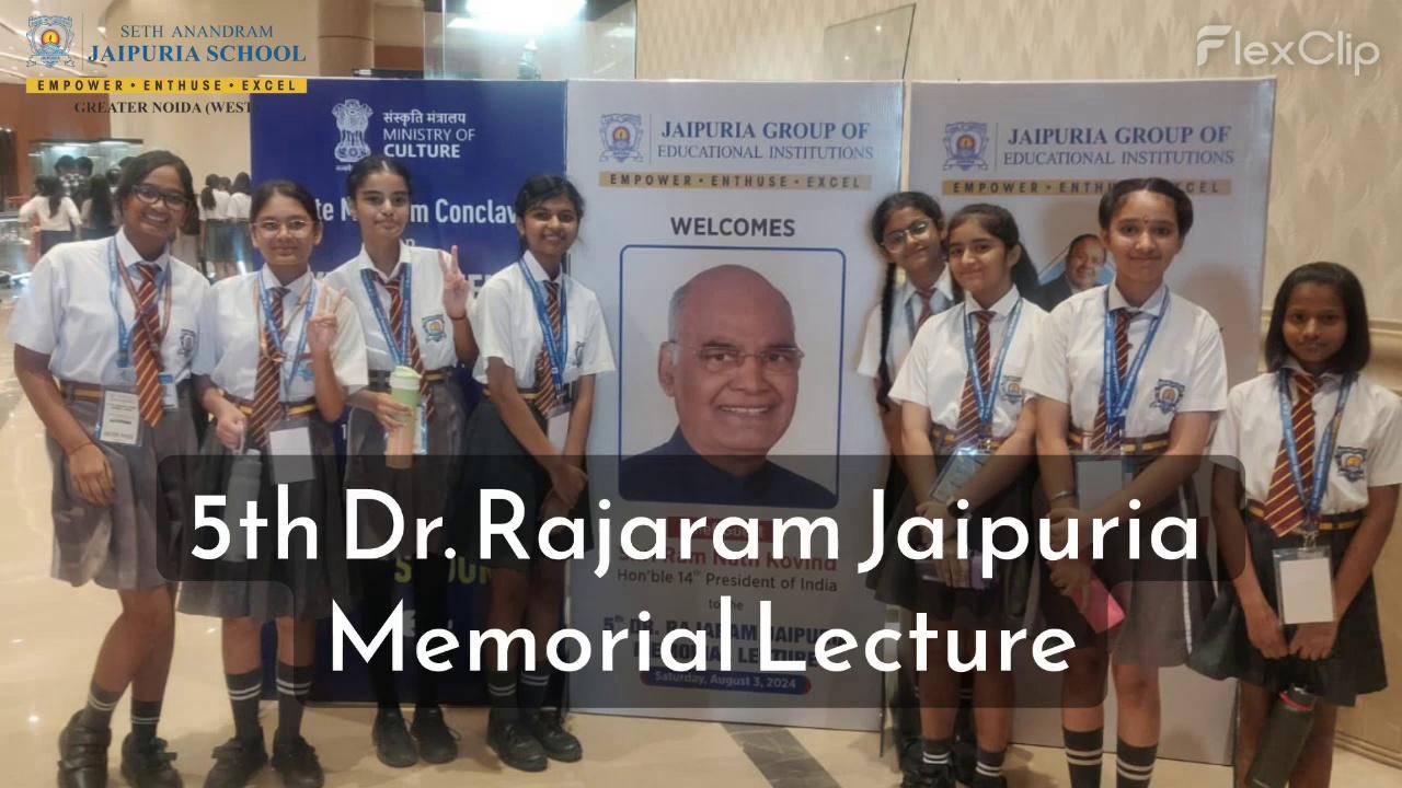 On the 3rd of August, the students of Seth Anandram Jaipuria School Greater Noida West had the honor of attending the 5th Dr. Rajaram Jaipuria Memorial Lecture at Bharat Mandapam, Pragati Maidan, New Delhi. The event was a rare opportunity for them to hear from our esteemed former president, Mr. Ram Nath Kovind.