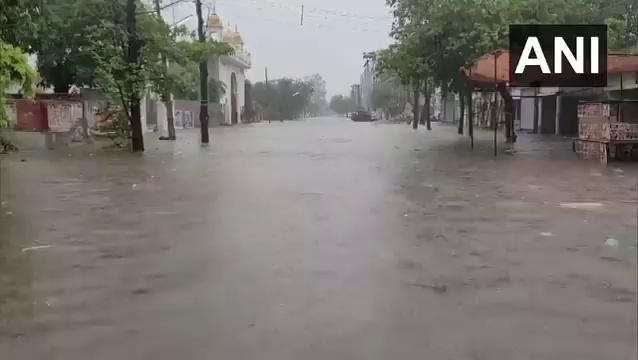 Haryana: Heavy waterlogging witnessed in parts of Ambala following heavy rainfall in the region