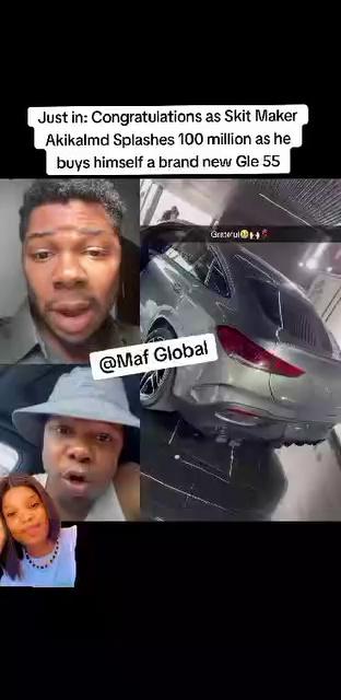 Just in: Congratulations as Skit Maker Akikalmd Splashes 100 million as he buys himself a brand new Gle 55