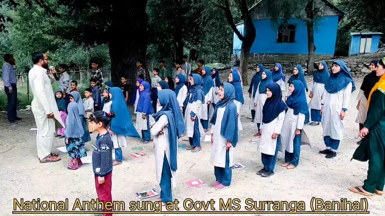 Jana Gana Mana || National Anthem sung by Staff and students at Govt Middle school SURRANGA Banihal District Ramban Jk India