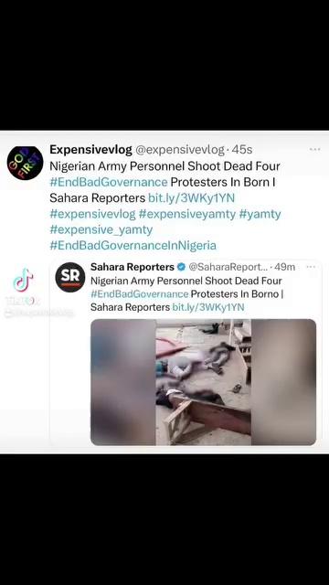 Nigerian Army Personnel Shoot Dead Four #EndBadGovernance Protesters In Born I
Sahara Reporters bit.ly/3WKy1YN