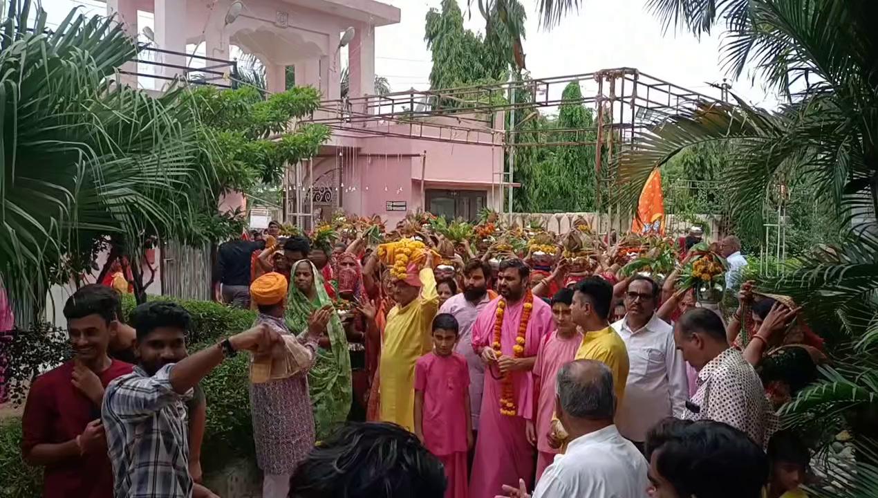 108 कलश के साथ भव्य श्री शिव महापुराण कलश यात्रा और कथा प्रारंभ प्रभु की बगिया मसूदा रोड ब्यावर समय दोपहर 2:00 से 5:00 बजे