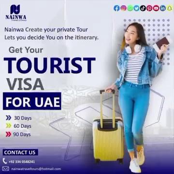 Explore the UAE with Tourist Visas from Nainwa Travel and Tours!
Hassle-Free Visa Services for Your UAE Adventure
Planning a trip to the UAE? Let Nainwa Travel and Tours take care of your visa needs! Whether you're looking for a short stay or an extended holiday, we offer tourist visas for 30, 60, and 90 days to suit your travel plans.
Start Your UAE Adventure Today!
Phone: +92 3340548241
WhatsApp: http://wa.me/+923340548241
Email: nainwaatraveltourshotmail.com