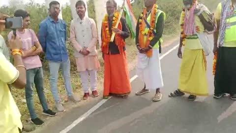 गौ माता हो राष्ट्रमाता इसके लिए कश्मीर से कन्या कुमारी पैदल यात्रा पर गौसेवक अखलेश गौरझामर GAG news chif सागर द्वारा