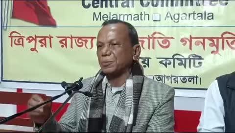 CPI-M tribal wing Gana Mukti Parishad press meet, at Melarmath party office, Agartala. 
পাঁচ দফা দাবীতে আগামী ১১ তারিখ রাজভবন অভিযান করে তিন ঘন্টার ঘন অবস্থান পালন করতে যাচ্ছে ত্রিপুরা গণমুক্তি পরিষদ।