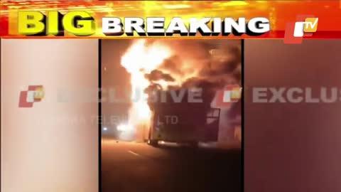 Fire Engulfs Bus on NH 26- Terrifying Incident While Traveling from Jeypore to Rourkela