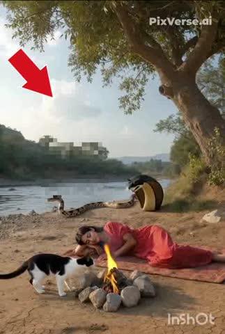 Cat Protects Owner from a Giant Snake While She Sleeps