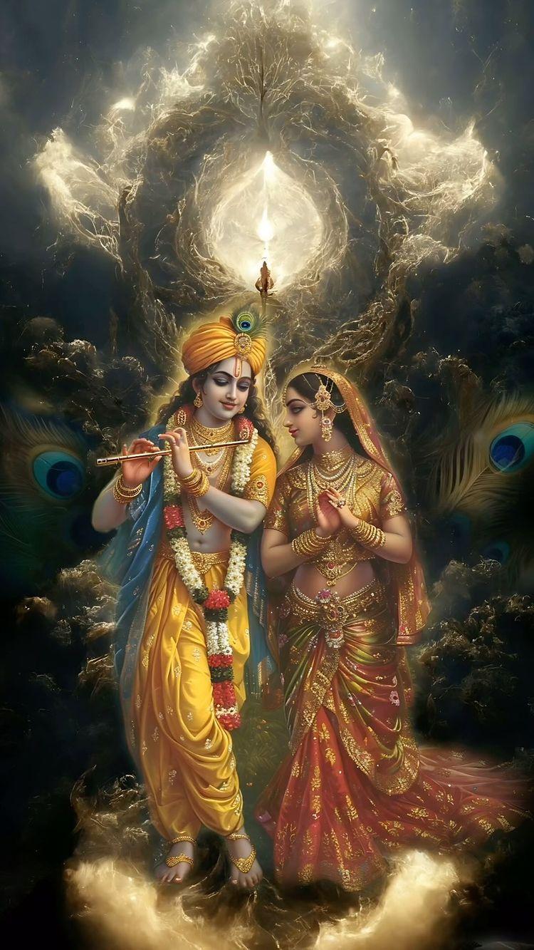 The bond between Lord Krishna and Radha is central to many devotional traditions within Hinduism, especially within the Gaudiya Vaishnavism tradition
Radha and Krishna’s relationship is often seen as the epitome of divine love and devotion
Radha represents the highest form of devotional love, while Krishna embodies the divine lover
Their relationship transcends the physical and symbolizes the soul’s longing and union with the divine
Stories and hymns about them emphasize themes of love, devotion, and spiritual fulfillment, portraying their bond as both personal and cosmic 🙏🦚

Devotional artist peacelover_music  #peacelovermusic #patiala 
Follow for more spiritual divine visuals spiritual.meta