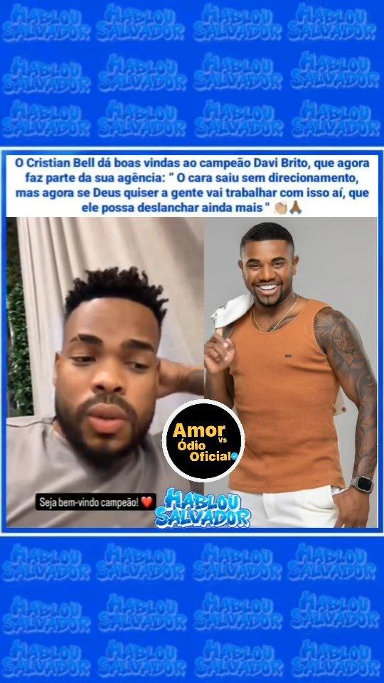 O influenciador de muito sucesso na internet parabeniza e dá Boas vindas ao Davi por assinar o contrato com a ambosmarcam_  o cristianbellk que também é assessoriado pela AmbosmlMarcam_ que cuida da imagem e Carreira dos grandes famosos, O Sol nasce pra todos e agora o gigante está bem assessoriado e vai brilhar ainda muito mais, vai além onde ele nem possa imaginar, O céu é o limite para esse garoto merecedor de tudo, Pra cima Campeão
Sigam: amorvsodiooficial para Saber mais e ficar por dentro de tudo