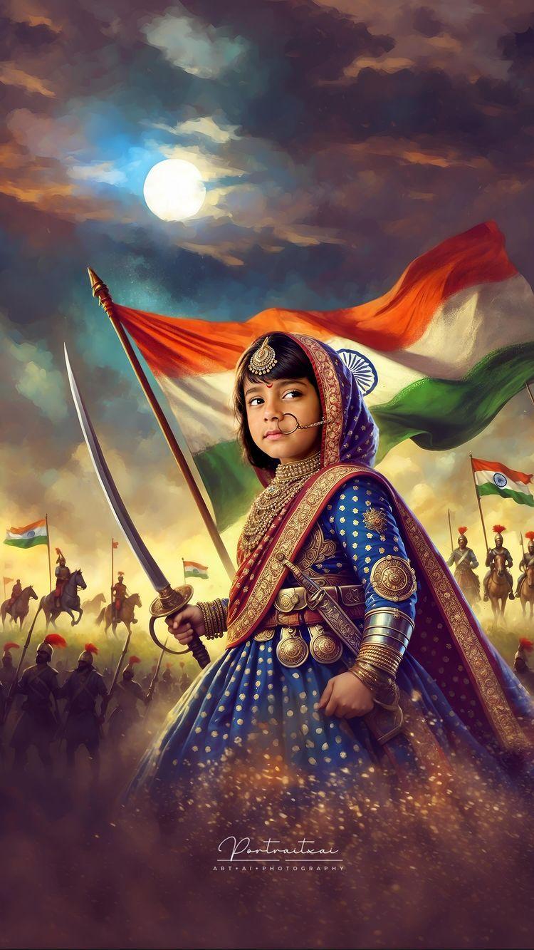 Jhansi Rani 🔥
Rani Lakshmi Bai, Aiportrait 

Independence Tribute series 🇮🇳
History :

In 1857, Rani Lakshmi Bai of Jhansi became a symbol of resistance and courage during India’s first war of independence
Leading her troops into battle, she fought valiantly against the British forces, refusing to surrender her kingdom
With her infant son strapped to her back, she inspired her soldiers with the cry, “I shall not surrender my Jhansi
Her bravery and determination in the face of overwhelming odds made her a legendary figure, embodying the spirit of resistance and the fight for freedom that still inspires India today