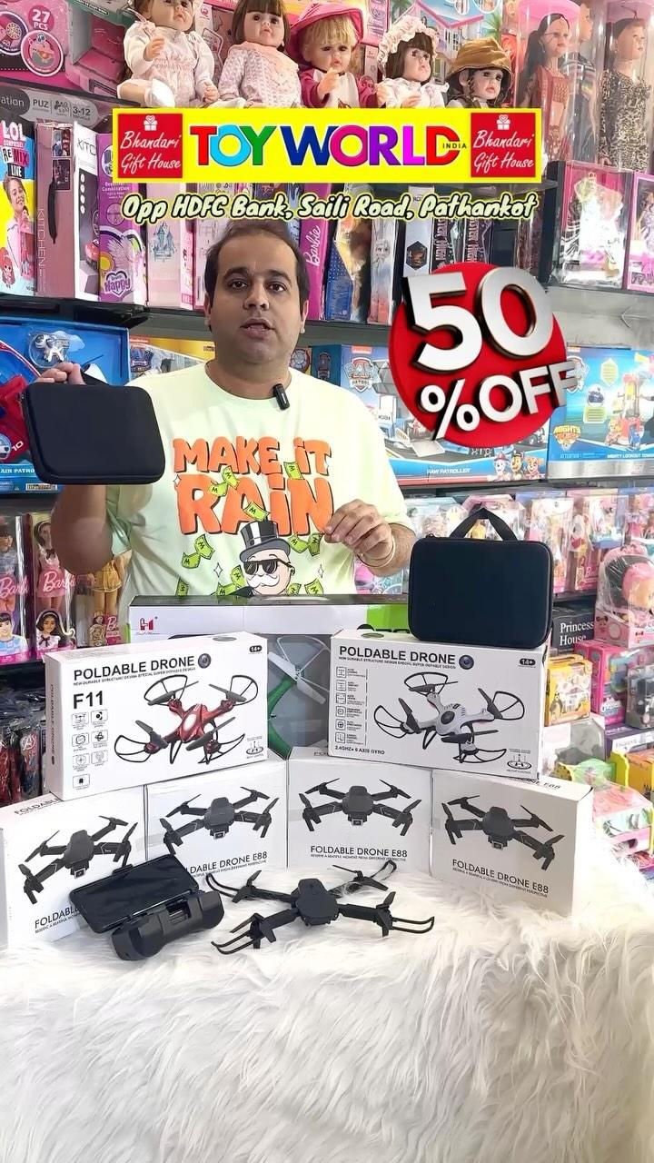 🚁 Drone Deal Alert! 🚁
Get your wings at FLAT 50% OFF on drones starting at just ₹1000! ✨
Hurry to Toyworld 🧸, opposite HDFC Bank, Saili Road, Pathankot
Call us at 7888368423 to grab yours today! 📞