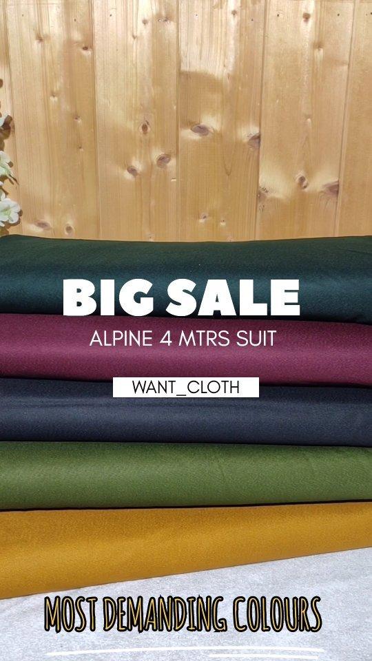 SALE YOU DON'T WANT TO MISS 🎉 ALPINE PLAIN SUIT Rs 350/- 😱

Pre Winter Special Alpine plain suit  JUST RS 350 ONLY
(ORIGINAL PRICE 500/-)

Suit cut 4 mtr
WIDTH - 44

BEST PRICE GUARANTEE ✅
100% LINT FREE GUARANTEED ✅

Most demanding Colours 🌈
1.Black
2.Bottle green
3.Mehandi
4.Maroon
5.Mustard

Available at kp road  store and online 

JUST RS 350/- BOOK FAST BEFORE THEY GO OUT OF STOCK 

How to Order? 
•Take a Screenshot of the Product
•Send it on WhatsApp 7006047939
•Select the Payment Mode
• Get it delivered to your Doorsteps

NO 💵CASH ON DELIVERY📮
 SHIPPING📦 CHARGES EXTRA

Colour might slightly vary due to lighting