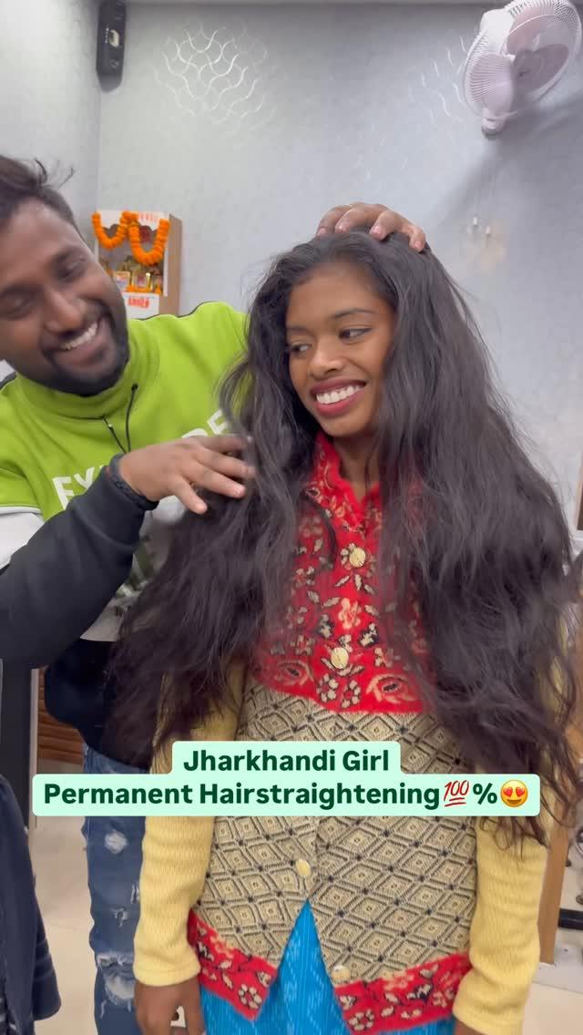 Jharkhandi Girl Permanent Hairstraightening💯%😎🤩🔥…
hair_artist_bittu5871 natraj_family_sallon 
: