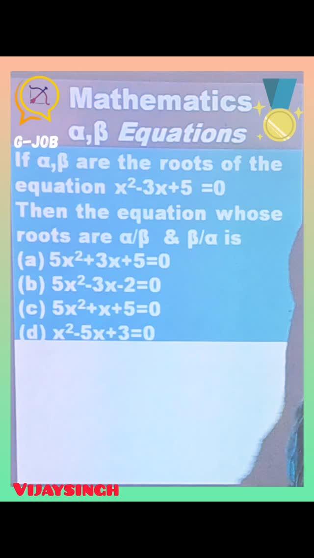 Quadratic Equations!! Mathematics!!
www.youtube.com/Gjob0376