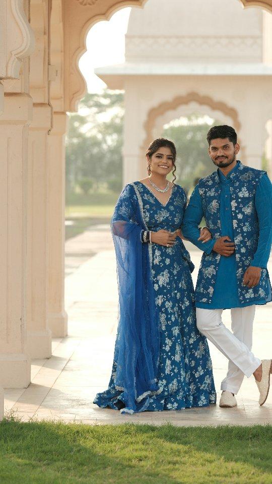 Your big day matters to us, and we treat your wedding dress needs like our own
Told you! 
Electric blue is season's favourite colour
Wearing labelanushkanil proudly,designed this beautiful twining dresses for prewedding shoot
Are you wearing rented dresses on your prewedding shoot? 
Don't !Wear something very personal and unique just like your story