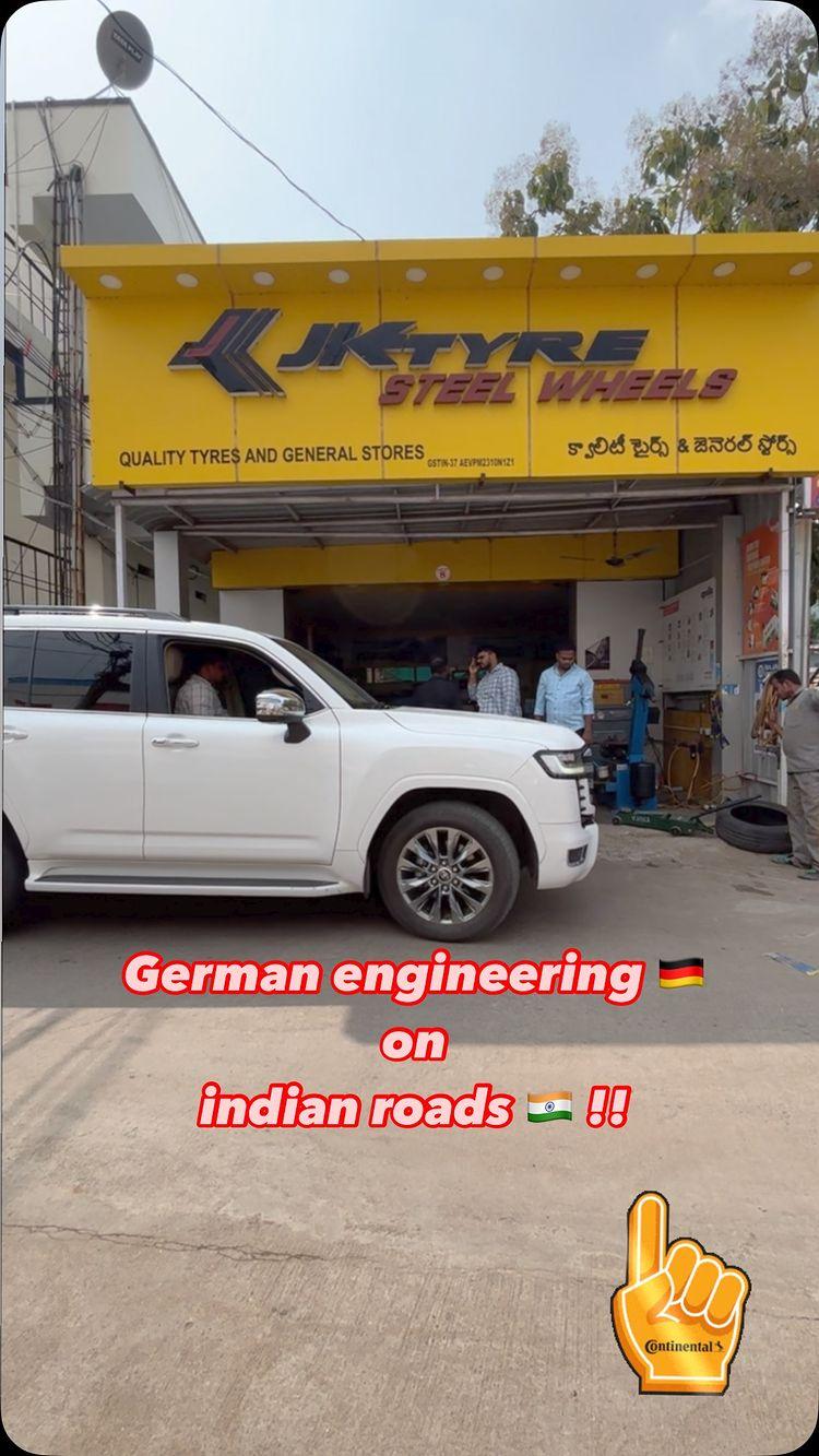 Editors Tale no 6,
We are privileged to serve tyres to our Eluru MP Mr Putta Mahesh Yadav garu’s vehicle, Toyota Landcruiser✌️✌️
We have done tyre upsizing from 265/50R20 Bridgestone Dueler A/T to 275/50R20 Continental SC5
The vehicle now gets more comfort and smoother ride quality along with better braking 
We have done alignment,balancing services as well to the vehicle 
For tyre related inquiries you can contact us at,
850 188 1998 , 739 735 2772