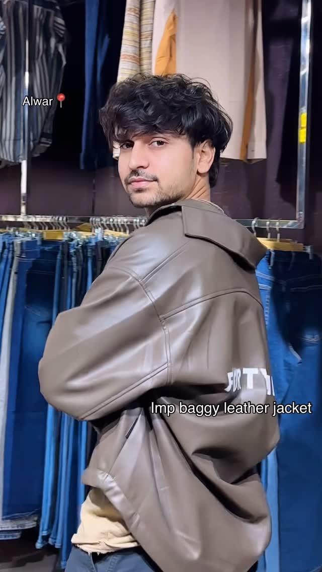 Most trendy clothing outlet in alwar 📍 
Imp baggy leather jacket 🧥