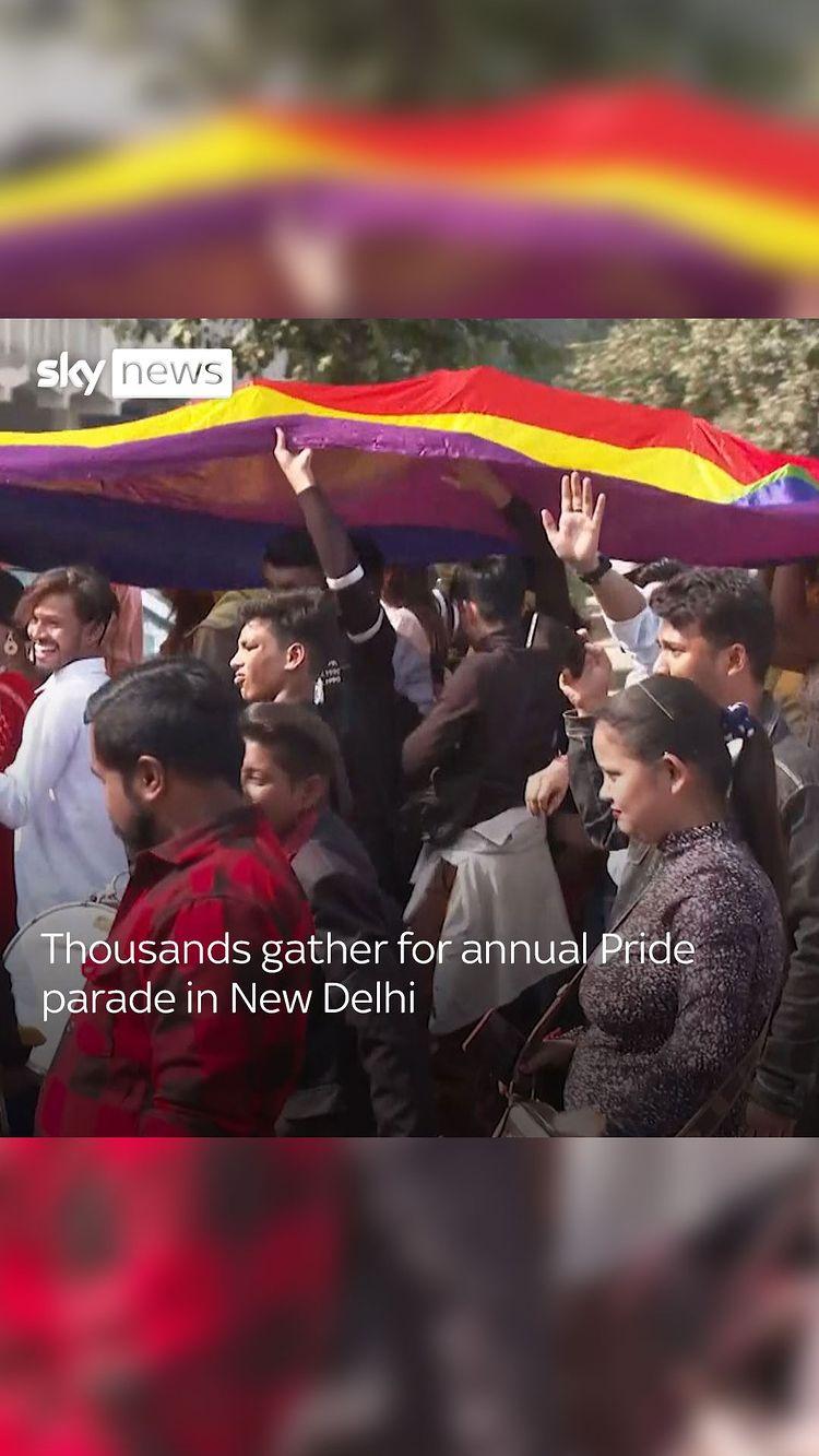 Thousands of people have gathered for New Delhi's annual gay pride parade
LGBTQ+ campaigners have also raised concerns over India's restrictive laws on sexual diversity, after its top court failed to legalise same-sex marriage in 2023