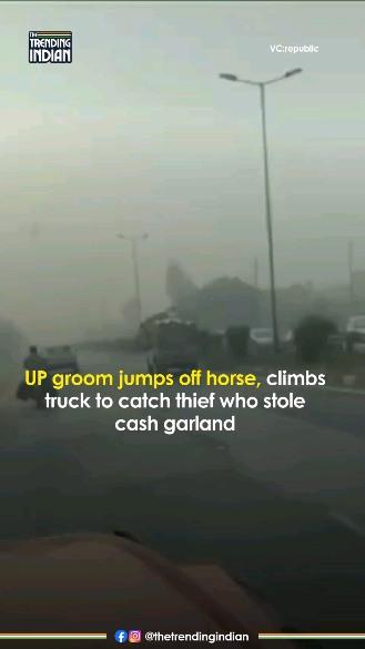 In UP, a groom heroically chased down a thief who stole his cash garland during his wedding procession
The groom jumped off his horse and climbed onto a moving truck to apprehend the thief
His quick action surprised onlookers, and the stolen garland was successfully recovered
A video of the incident has gone viral, earning praise for the groom's bravery and quick thinking
Copyright Disclaimer: Under Section 107 of the Copyright Act 1976, allowance is made for "fair use" for purposes like criticism, comment, and news reporting