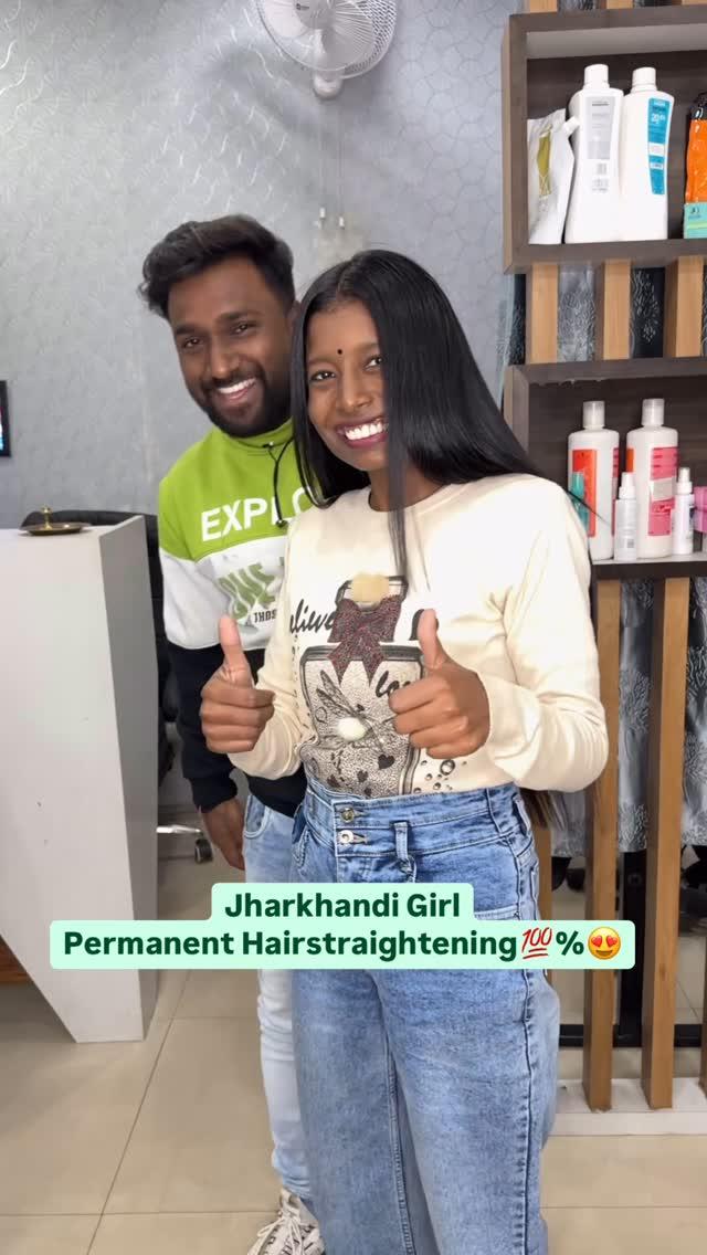 Jharkhandi Girl Permanent Hairstraightening💯%😎🤩🔥…
hair_artist_bittu5871 natraj_family_sallon 
: