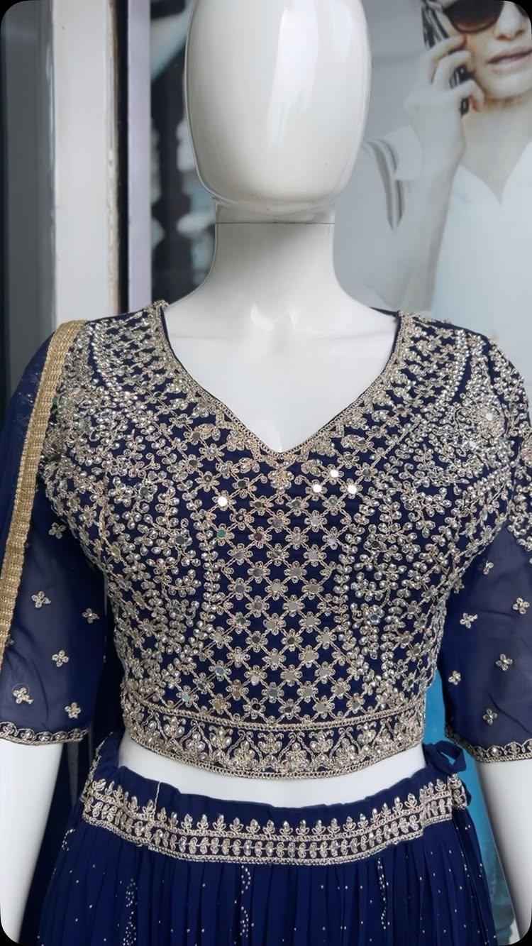 Crop top lahnga🥰
Blue and wine colour 
natural_fashion_harda 
8120571117