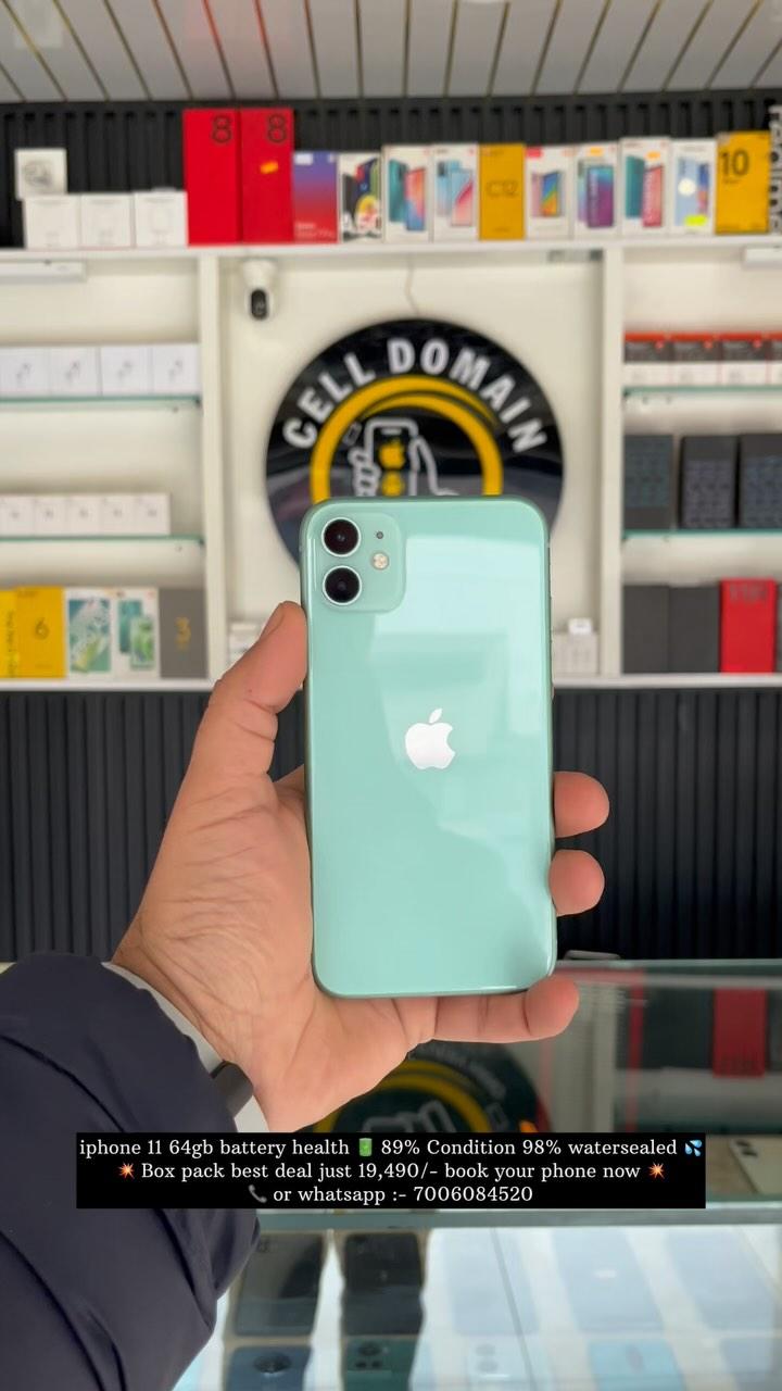 Iphone 11 64gb battery health 🔋89% watersealed 💦💦 Condition 98% box pack 😍

• Best deal just 19,490/- Book your phone now ❤️🥰

• Easy emi available on credit card 💳

• 📞 or whatsapp :- 7006084520

cell_domain