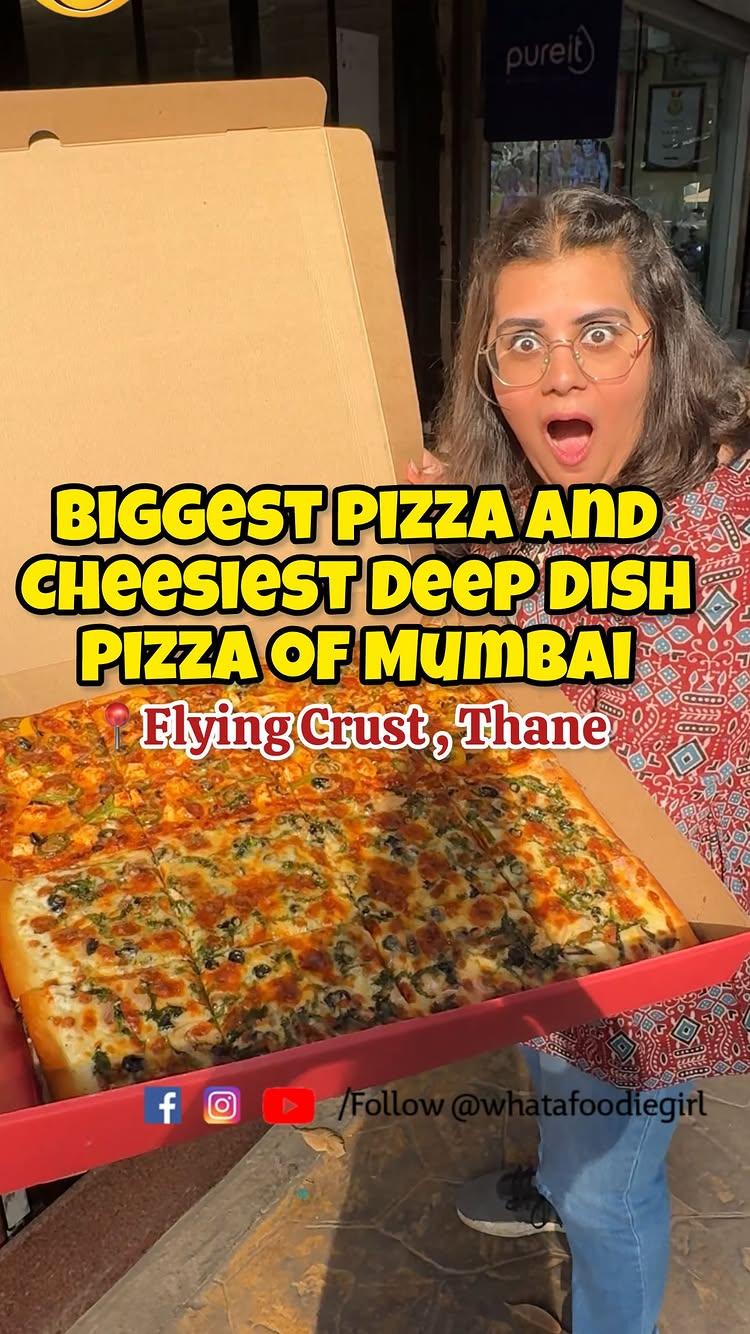 Brace yourselves because Flying Crust in Thane is serving up a feast you absolutely cannot miss! 🍕✨ flyingcrust 
Cafe is open 24 hours 🤔🧐🧐 and 5 mins walk from Thane station 

First up, their 20-inch half-and-half pizza—perfect to share with your squad while customizing your flavors! 🥳 Then there’s the legendary deep-dish pizza, packed with cheese and that cheese pull? Unreal! 😍

My personal favorite? The molten pizza! Made with freshly kneaded dough that’s flaky, soft, and 100% edible (no throwing crusts here!)
And let’s talk about their Afghan keema roti! 🌟 This masterpiece is made from their dadi’s secret recipe and honestly, it stole the entire show for me
Don’t stop there—try their steaks, Stamboli, and so much more
Flying Crust is truly a food lover’s paradise! Head there now and thank me later
Flying Crust -Bus stop, mantri plot, Gaodevi Rd, near rajmal lakhichand jwellers, Naupada, Thane West, Thane, Maharashtra 400604