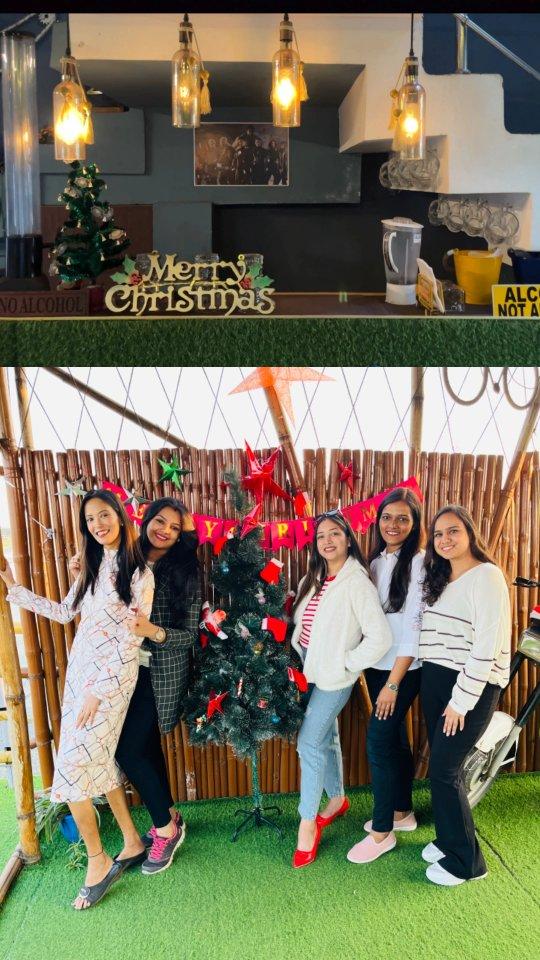 Merry Christmas from our squad to yours! 🧑🏻‍🎄🎄🎁
May your holiday season be as bright and beautiful as our friendship
graphixcut 
📍 addagram_restro 

[ Divya Jain, Video Editor, Merry christmas, Reels, Cafe, Dhubri, Assam, Instagram]