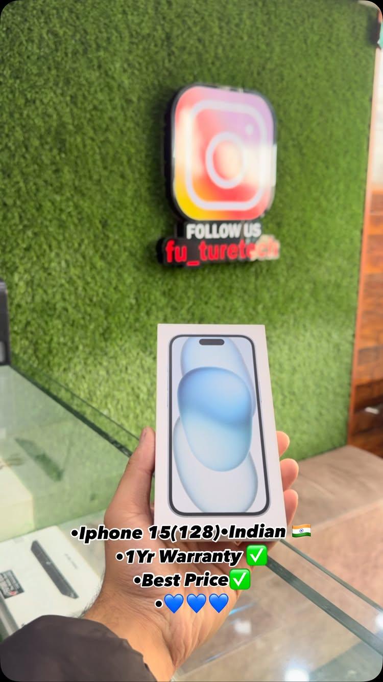 •Iphone 15(128)•Indian 🇮🇳•1Yr Warranty✅•Sealpack ✅•Best Price✅•💙💙💙

📍Sanatnagar Chowkh Near Jk Bank📍
💳Credit Card Emi available 💳
<For booking related queries>
📞9541414003📞 

•We deal in Used/sealed Phones !! •Exchange offer also available !!

fu_turetech ,futuretech_sxr