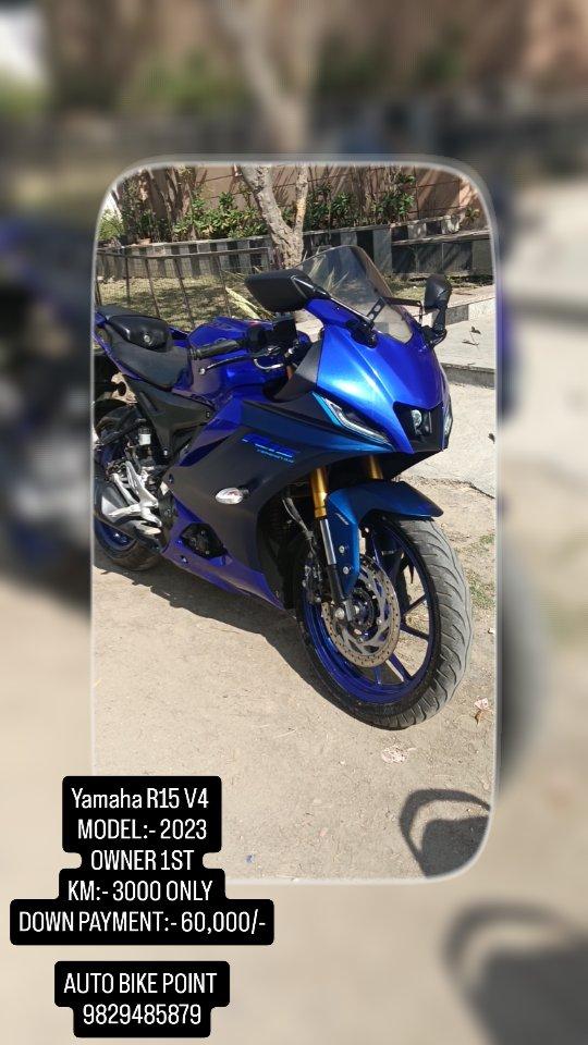 Yamaha R15 V4 
MODEL :- 2023
OWNER 1ST 
KM - 3000 ONLY
DOWN PAYMENT:- 60,000/-

SHOWROOM ADDRESS 

AUTO BIKE POINT 
OPPOSITE GOLMAL BAR AND RESTAURANT BHUWANA CHUNGI NAKA UDAIPUR RAJASTHAN 
( NEAR CELEBRATION MALL)
9829485879 , 9116563086