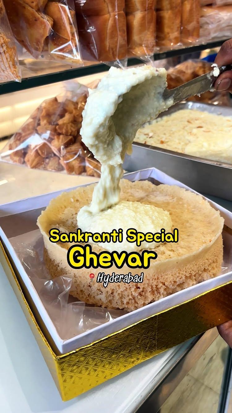 Sankranti special Rajasthani Ghevar in Hyderabad

These shops are among the oldest in Hyderabad to sell authentic Rajasthani Ghevar, available from 1st Jan to 15th Jan, serving a true taste of tradition
New Satyanarayan Mithai Bhandar and Bakers15-1-583, Feel khana Begum Bazar Rd, Siddiamber Bazar, Siddiember Bazar, Begum Bazar, Afzal Gunj, Hyderabad, Telangana 500012

* Shree Satanarayana Mithai Bhandar & Bakery
* 15-1-580 Opp Siddiambazar Masjid, Siddiamber Bazar Rd, Hyderabad, Telangana 500012

* Sri Jodhpur Mithaai Ghar
* 15-8-520/b, Feel khana Begum Bazar Rd, Siddiamber Bazar, Feelkhana, Hyderabad, Telangana 500012

* MANGALCHAND MAHARAJ TIWARI
* 15-8-108, opp
Sikhwal Bhawan, opp
Swastik mirchi, Fish Market, Begum Bazar, Afzal Gunj, Hyderabad, Telangana 500012

northammaii 
northammaii