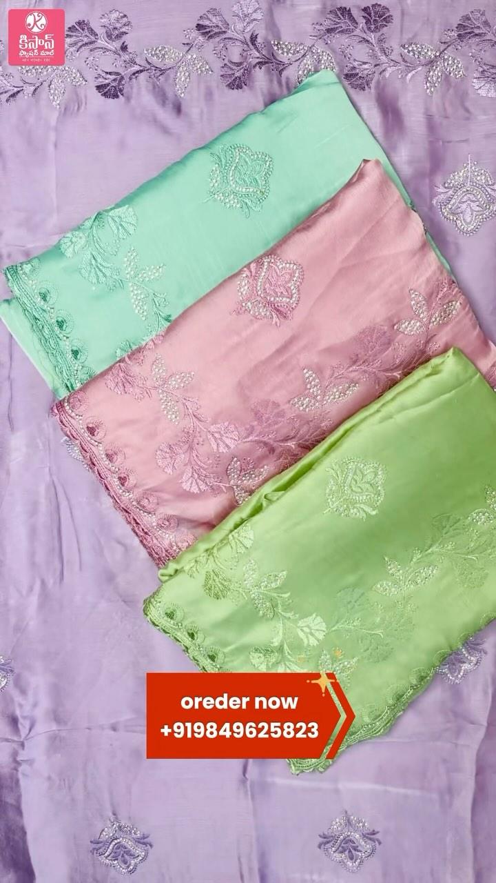 Satin crush with party wear dusty colour chart
Latest collection 🥻🥻🥻🥻

For Orders +91  9849625823