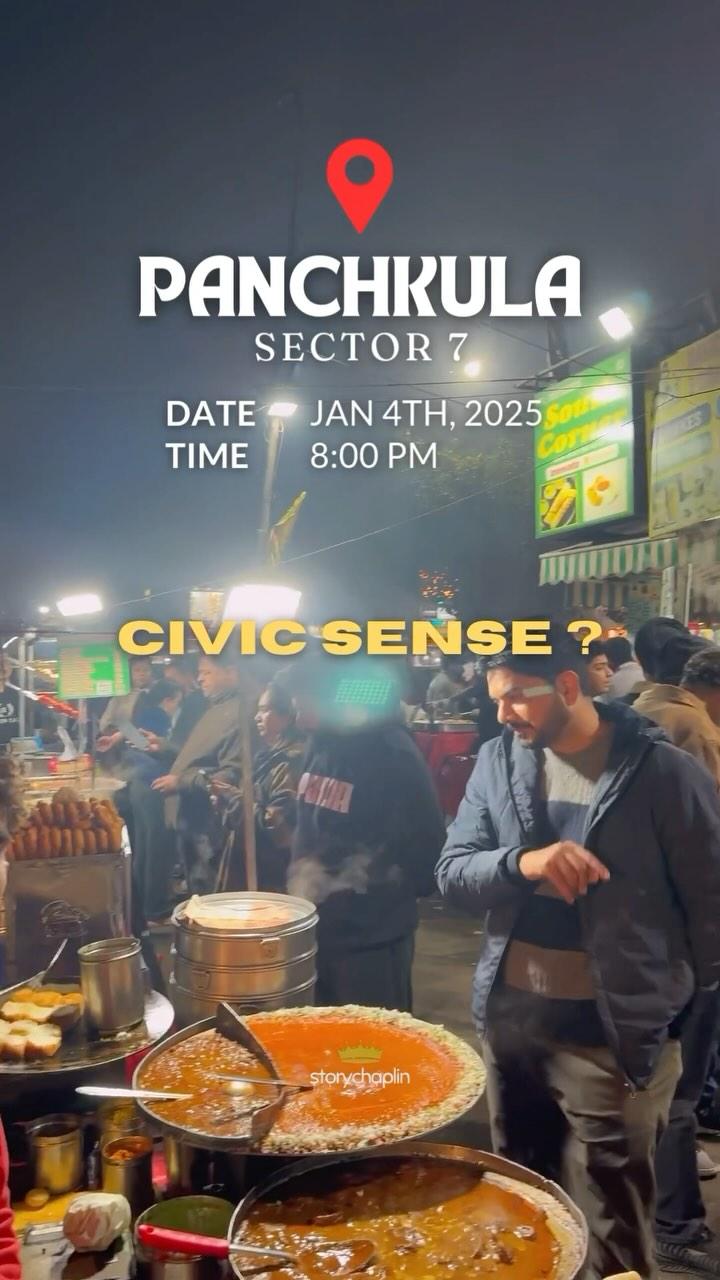 We sincerely apologize in advance if this video hurts anyone’s sentiments
This is the condition of Panchkula, Sector 7 Market on Saturday, January 4th, around 8 PM
Despite being a part of a well-planned city, the lack of civic sense displayed by some people here is shocking
While the administration will clean this up by morning, the real responsibility lies with us—the people
If you can’t find a dustbin after eating, ask the shopkeepers—it’s their duty to provide one
But leaving disposables on the road shows how careless some of us are
To the residents of Panchkula, we urge you to hold both the litterers and food cart owners accountable
Don’t let a few careless individuals ruin the beauty of your city
Let’s share this message far and wide so the next time we visit Sector 7, we don’t see such a mess
Our next video will cover Mohali’s famous 3B2 Market, and after that, we might visit your city too
If you want to improve your locality, send us your videos and help us make Storychaplin’s “A Cleaner India Mission” a success
DM us your stories and let’s bring the change together!