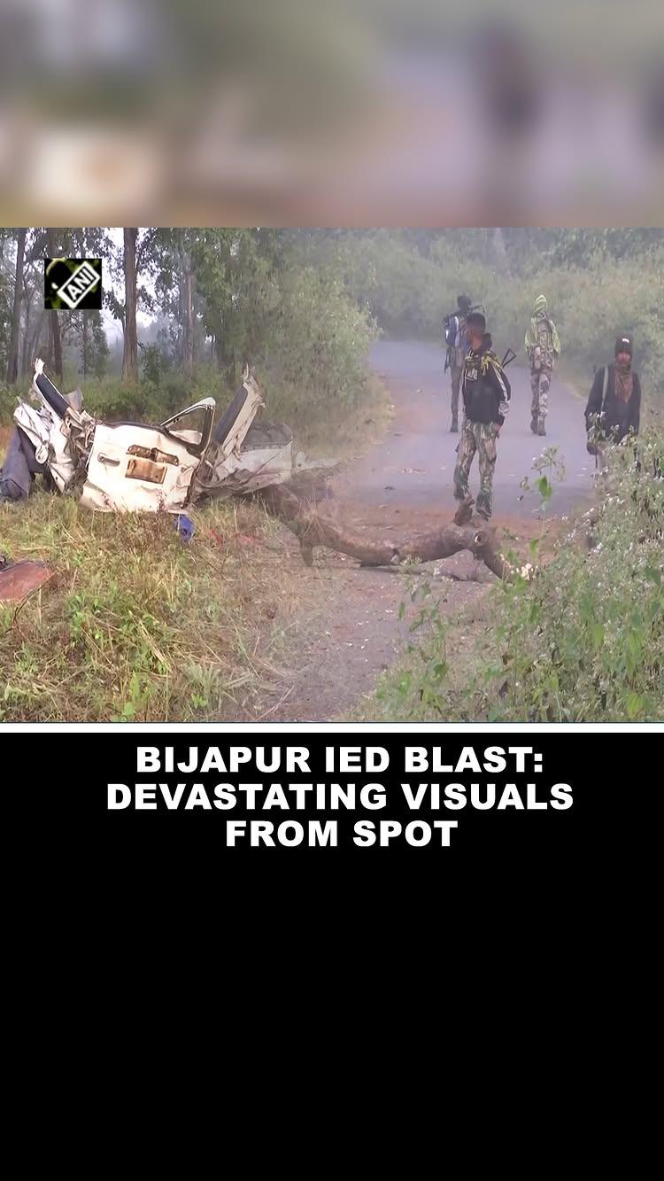 Chhattisgarh IED Blast: Visuals from spot where 8 Dantewada DRG jawans, driver lost their lives