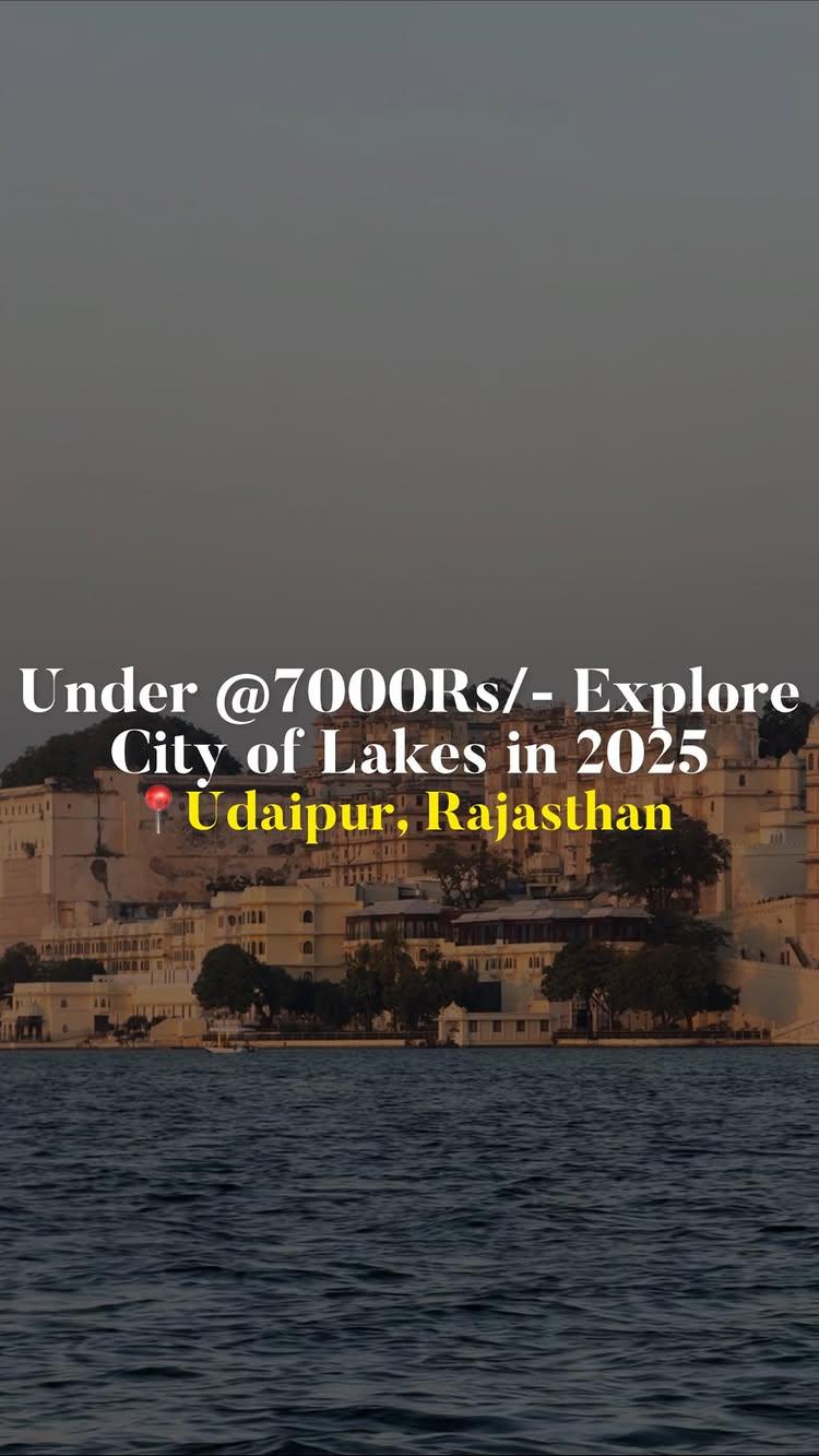 Udaipur- City of Lakes Under 7000Rs/-😳😳 in 2025
Best Time to Visit:- December to February 
* Number of Day Required:- 3
* Budget Stay Cost:- 500Rs/- to 1000Rs/- (Hostel)
* Scooty Rent Cost:- 400Rs/- to 500Rs/-
* Train Fare from Mumbai or Pune:- 600Rs/-

This 3N/4D Udaipur itinerary is all you need to plan an unforgettable trip
You can even tweak it accordingly to your preferences as most places are close to each other
Travel Expenses Explanation:-
Train: 1000Rs/-, Scooty:- 800Rs/-, Hostel:- 1000Rs/-
Food:- 2000Rs/- & Entry Ticket & Boating Cost:- 2200Rs/-

Place You Can’t Miss in this Trip are:-

1
City Palace
2
Pichhola Lake
3
Ambrai Ghat
4
Jagdish Temple
5
Fateh Sagar Lake
6
Bahubali Hills
7
Karni Mata Mandir
8
Jagmandir Lake Palace
9
Bagore Ki Haveli
10
Sajjangarh Monsoon Palace
11
Badi Lake
12
Doodh Talai Lake
13
Upre Restaurant
14
Saheliyon ki Bari
15
Ambrai Restaurant

Hostel Recommendations:-
moustachescapes zostel thehosteller 

Best Boutique Hotel Recommendations:-
hideinindia lakepicholahotel amethaveli jagatcollection 

Keep Supporting:- the.foodie.yatra the.travel.yatra