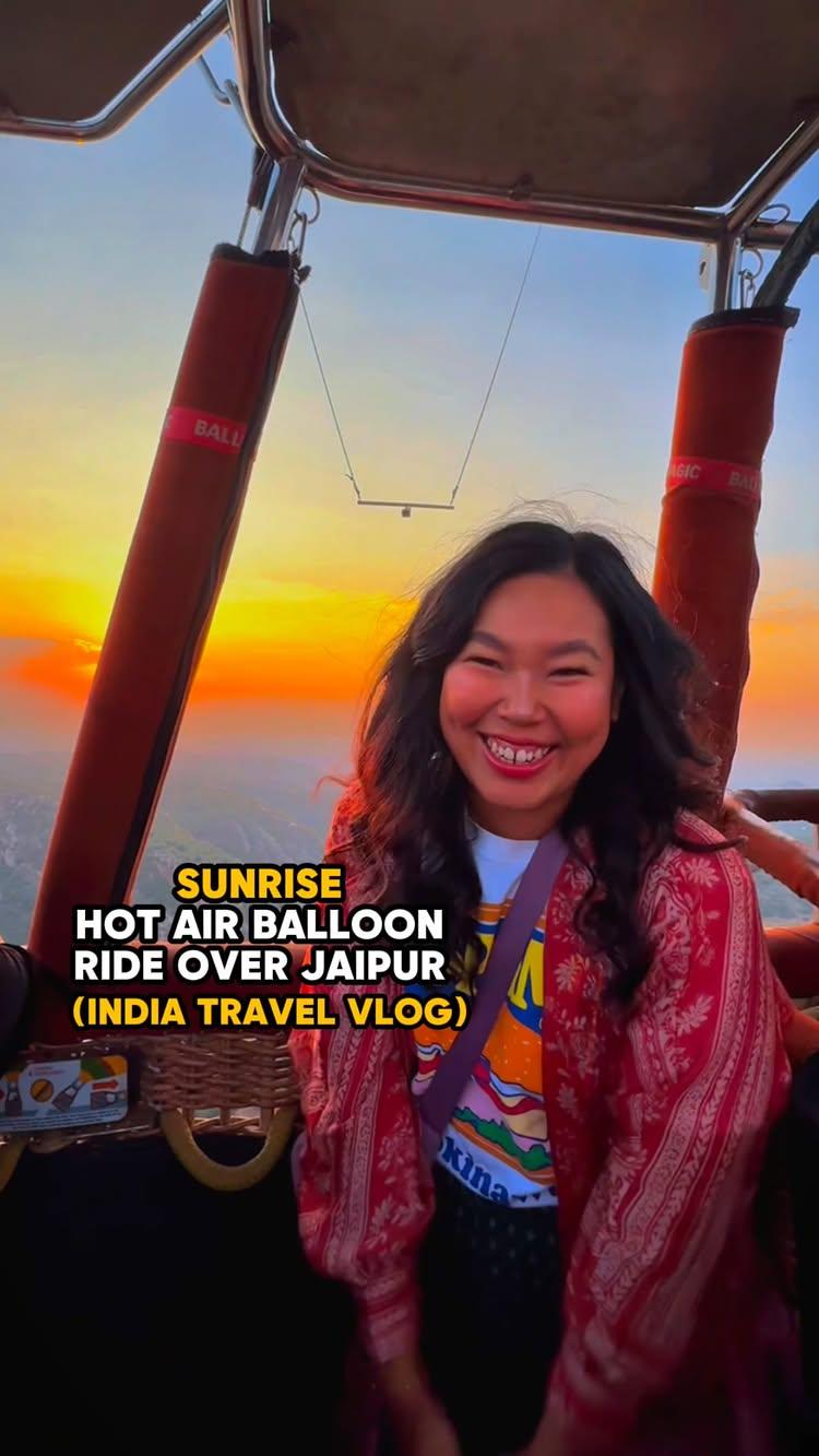 ad Unique things to do in India 🤩 There are very few things in the world I’d wake up at 3am for but this is one of them and it was absolutely worth it
I’m about to go on a hot air balloon ride to watch the sunrise over Jaipur and I had no idea you could even do this in India? That’s until our intrepidtravel tour leader Shrishti told us about it and I had to sign myself up for a spot!

Jaipur is a very busy city so to be able to see the Pink City from above was incredibly special
It was so peaceful, you can hear the birds chirping around you, dogs barking at the balloon, cows roaming around, mountains, marigold covered fields and the most vibrant sunrise right before your eyes!

The whole flight was about an hour and everything is all organised for you from the hotel pickup, drop off, morning chai and snacks to the hot air balloon experience itself
Tour: Intrepid’s 12 day Women’s Expedition in India

Easily one of the top travel experiences I had last year!