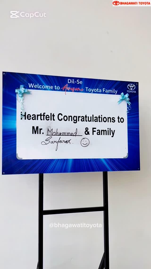 #Heartiest Congratulation Mr
Mohammad Sarfaraz on your 👏#toyotataisor #🎉 #Awesome on More Space, More Practical, more comfort for the entire family
Thank you for putting your trust and confidence in Bhagawati Toyota
It has been our pleasure to serve you
May this car will give you a safe and comfortable experience
With Lots of love , wishing you #congratulations
again on a new car 
Have a safe Drive