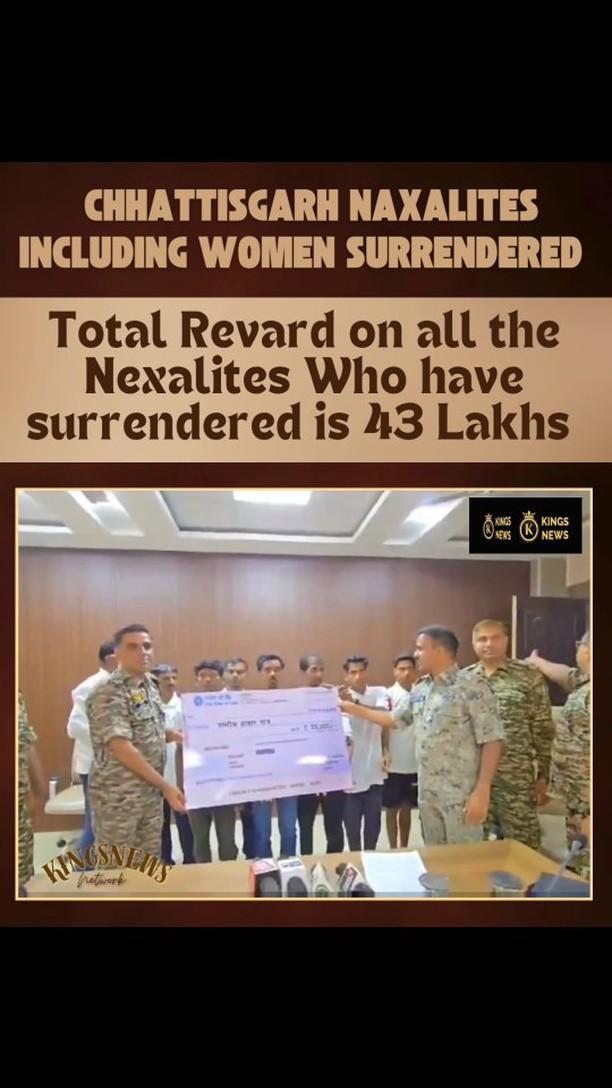 Sukma, Chattisgarh | 9 Naxalites, including 2 women, surrendered before SP Kiran Chavan
2 Naxalites have a Rs 8 lakh reward each, and 4 Naxalites have a Rs 5 lakh reward each on them
The total reward on all the #Naxalites who have surrendered is Rs 43 lakh