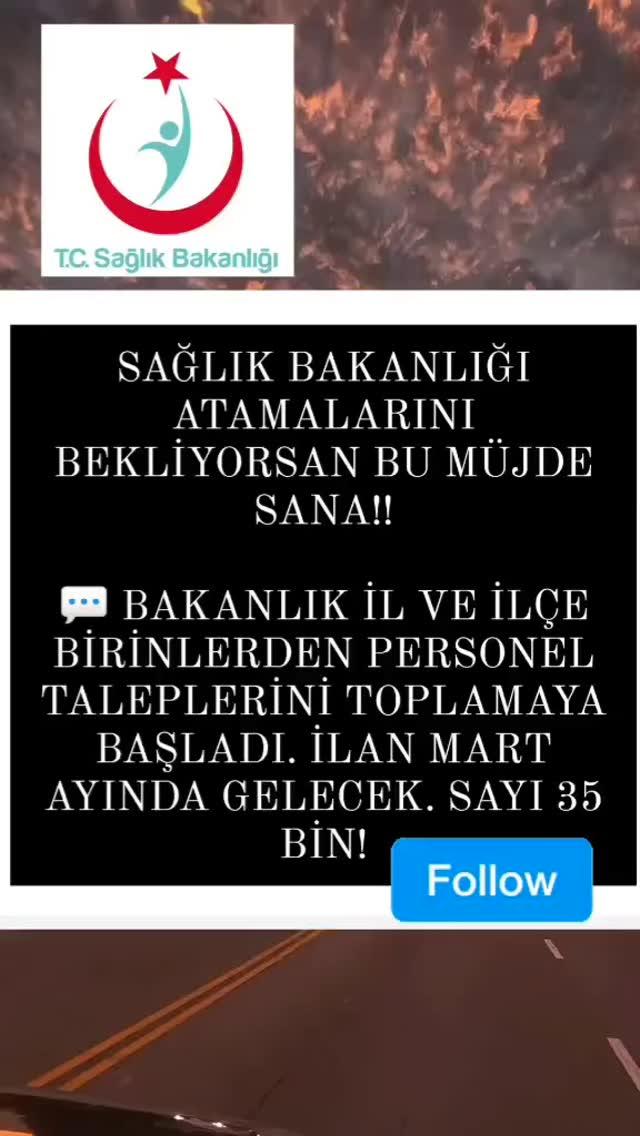 SAĞLIK BAKANLIĞI ATAMALARINI BEKLİYORSAN BU MÜJDE SANA!!

 BAKANLIK İL VE İLÇE BİRİNLERDEN PERSONEL TALEPLERİNİ TOPLAMAYA BAŞLADI
İLAN MART AYINDA GELECEK
SAYI 35 BİN!