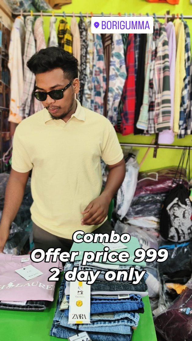 Combo offer price 999 date 14/15 🔥🔥🔥
Buggy size 28 30 32 
 T shirt m l XL